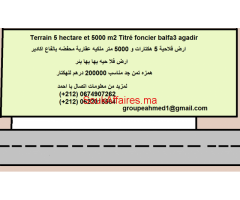 Terrain 5 hectare et 5000 m2 Titré foncier balfa3 agadir