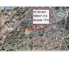 terrain  568m²  magnifique pour immeuble r+4 facade 17m  agdal